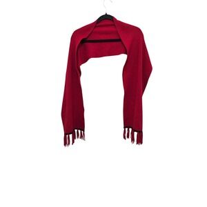 Ann Taylor Red Cashmere & Wool Fringe Scarf 58% Cashmere 28% Wool 19% Silk 12x70